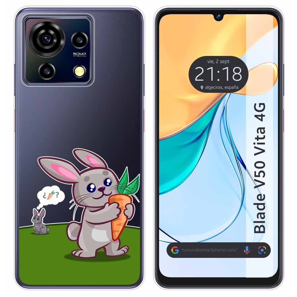 Funda Silicona Transparente para Zte Blade V50 Vita 4G diseño Conejo Dibujos
