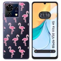 Funda Silicona Transparente para Zte Blade V50 Vita 4G diseño Flamenco Dibujos