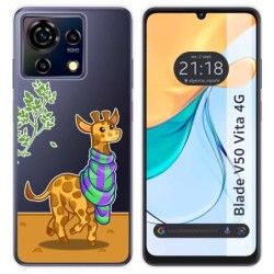 Funda Silicona Transparente para Zte Blade V50 Vita 4G diseño Jirafa Dibujos