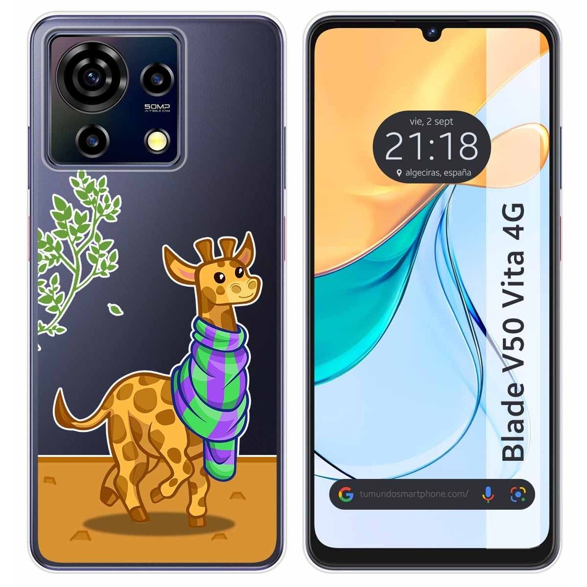 Funda Silicona Transparente para Zte Blade V50 Vita 4G diseño Jirafa Dibujos