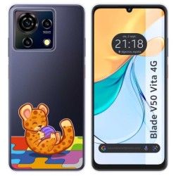 Funda Silicona Transparente para Zte Blade V50 Vita 4G diseño Leopardo Dibujos