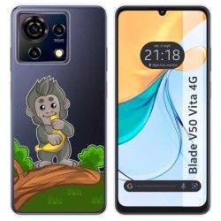 Funda Silicona Transparente para Zte Blade V50 Vita 4G diseño Mono Dibujos