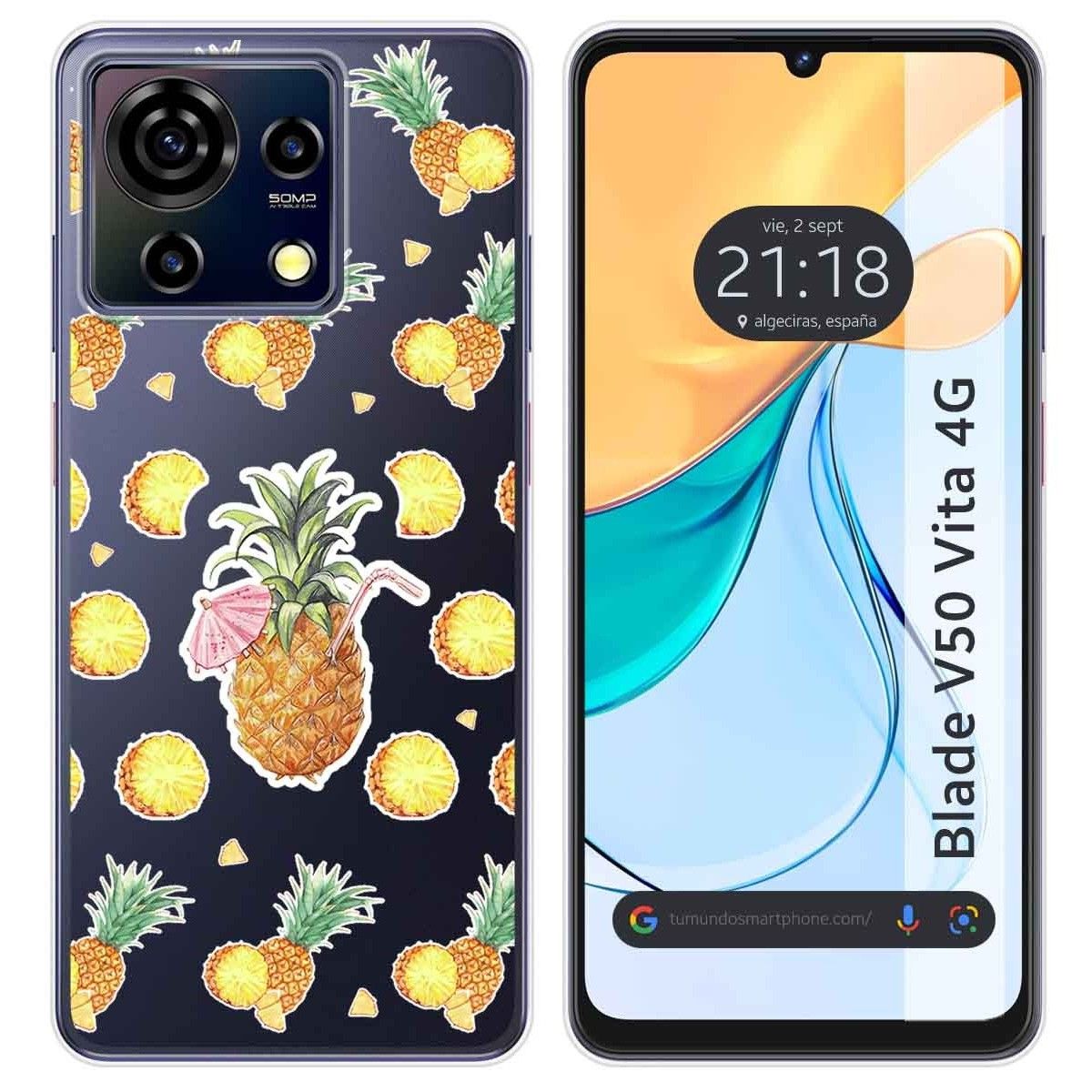 Funda Silicona Transparente para Zte Blade V50 Vita 4G diseño Piña Dibujos