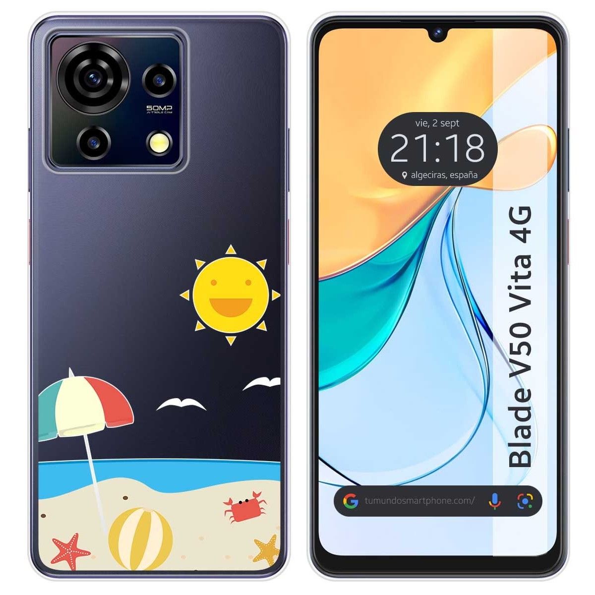Funda Silicona Transparente para Zte Blade V50 Vita 4G diseño Playa Dibujos