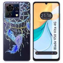 Funda Silicona Transparente para Zte Blade V50 Vita 4G diseño Plumas Dibujos