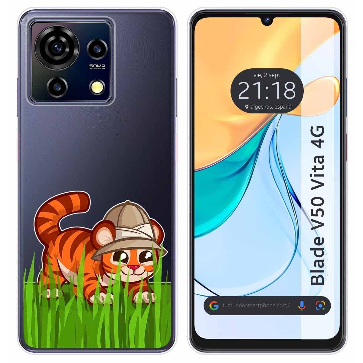 Funda Silicona Transparente para Zte Blade V50 Vita 4G diseño Tigre Dibujos