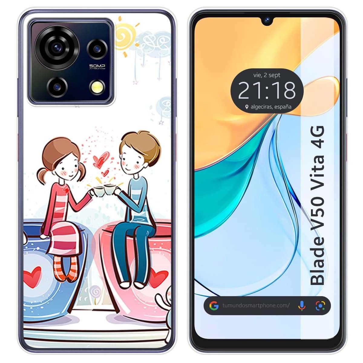 Funda Silicona para Zte Blade V50 Vita 4G diseño Café Dibujos