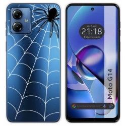 Funda Silicona Transparente para Motorola Moto G14 diseño Araña Dibujos