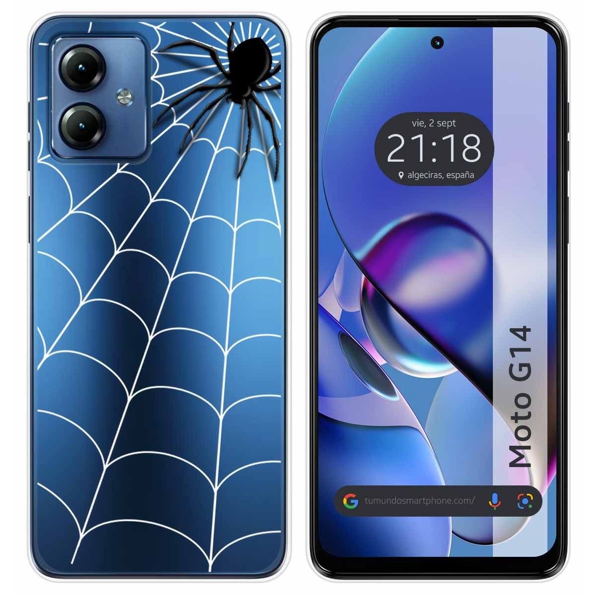 Funda Silicona Transparente para Motorola Moto G14 diseño Araña Dibujos
