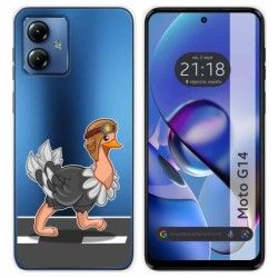 Funda Silicona Transparente para Motorola Moto G14 diseño Avestruz Dibujos