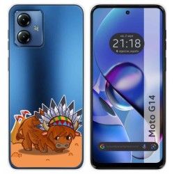 Funda Silicona Transparente para Motorola Moto G14 diseño Bufalo Dibujos