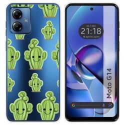 Funda Silicona Transparente para Motorola Moto G14 diseño Cactus Dibujos