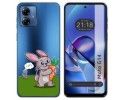 Funda Silicona Transparente para Motorola Moto G14 diseño Conejo Dibujos