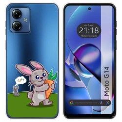 Funda Silicona Transparente para Motorola Moto G14 diseño Conejo Dibujos