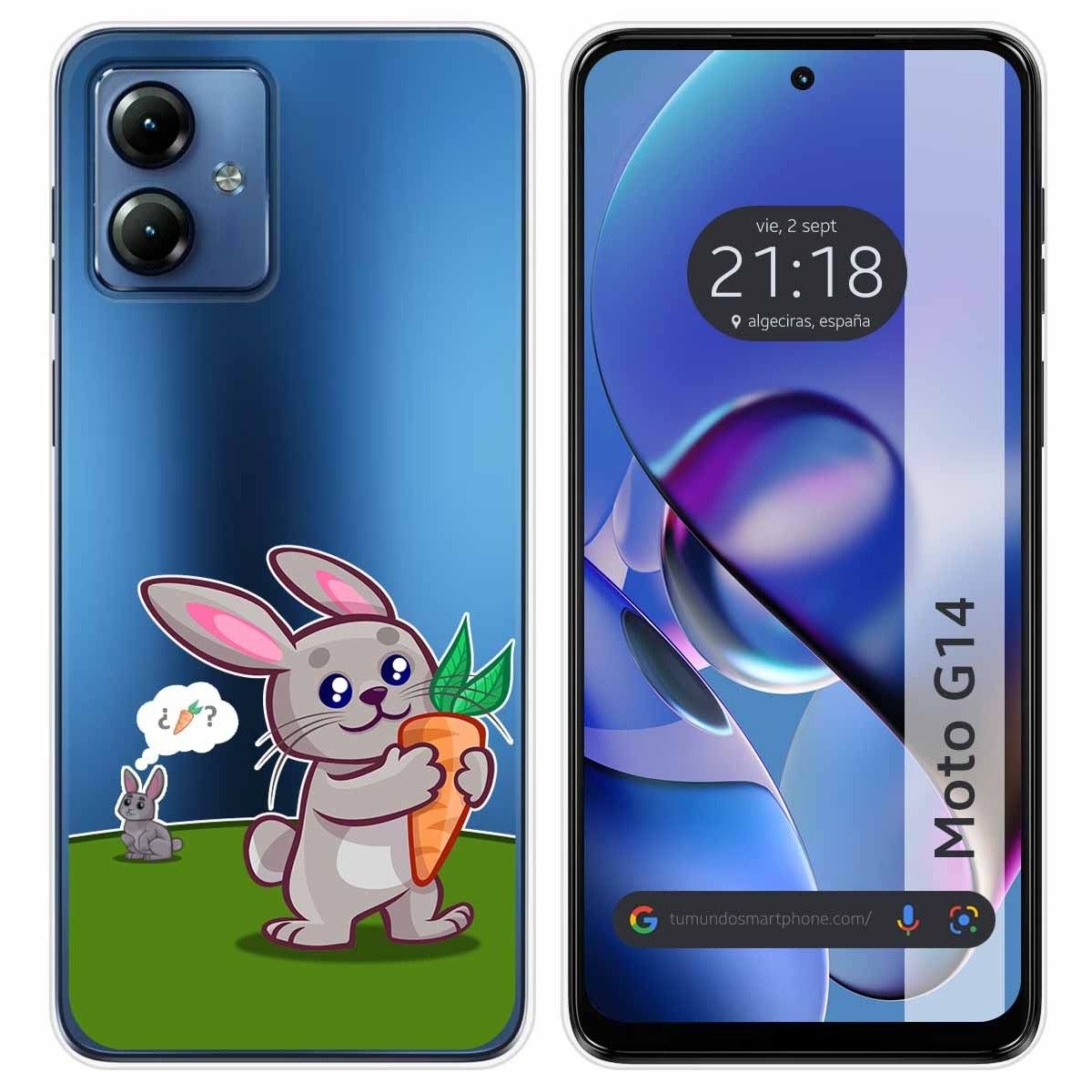 Funda Silicona Transparente para Motorola Moto G14 diseño Conejo Dibujos
