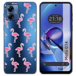 Funda Silicona Transparente para Motorola Moto G14 diseño Flamenco Dibujos