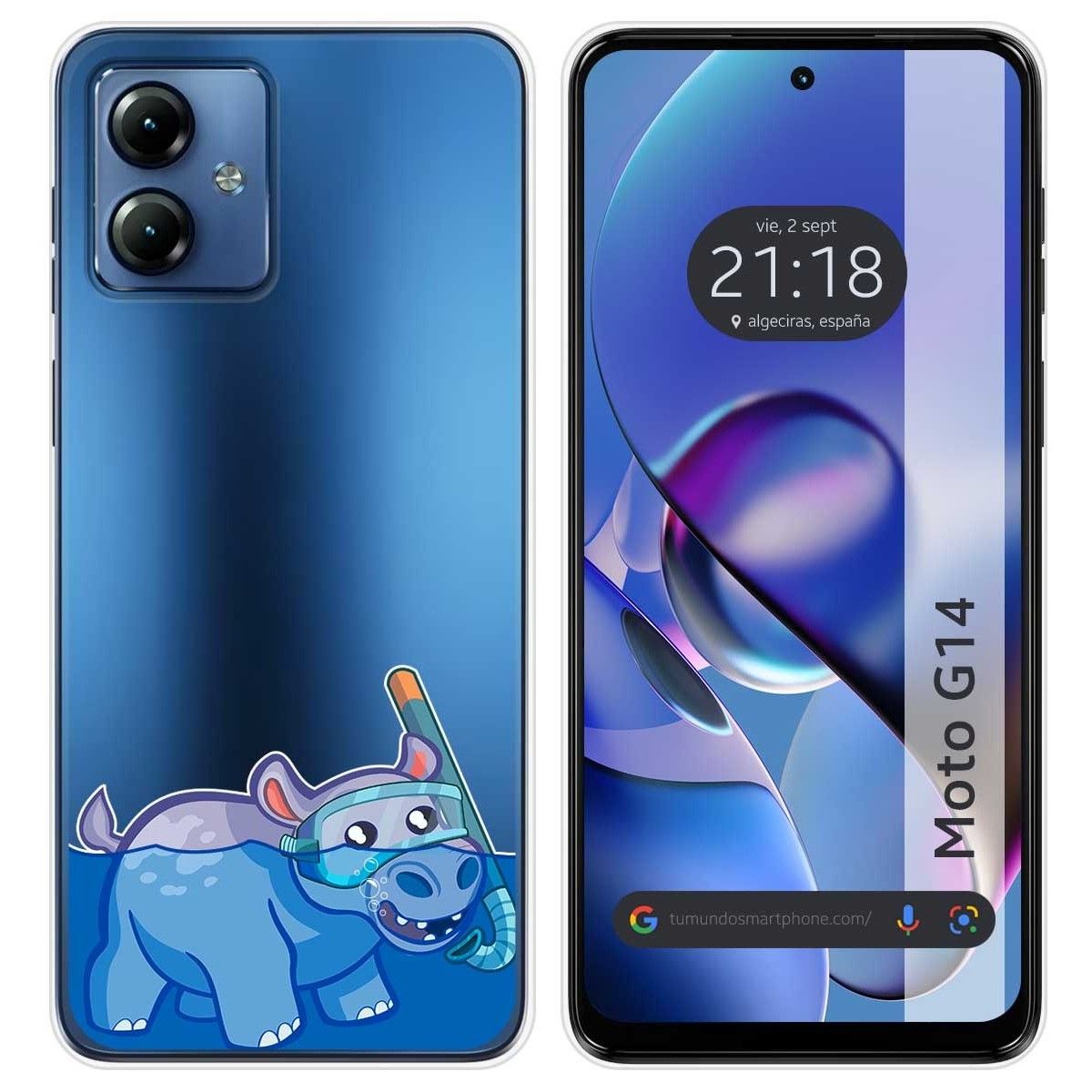 Funda Silicona Transparente para Motorola Moto G14 diseño Hipo Dibujos