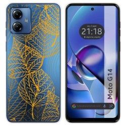 Funda Silicona Transparente para Motorola Moto G14 diseño Hojas Dibujos