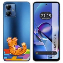 Funda Silicona Transparente para Motorola Moto G14 diseño Leopardo Dibujos
