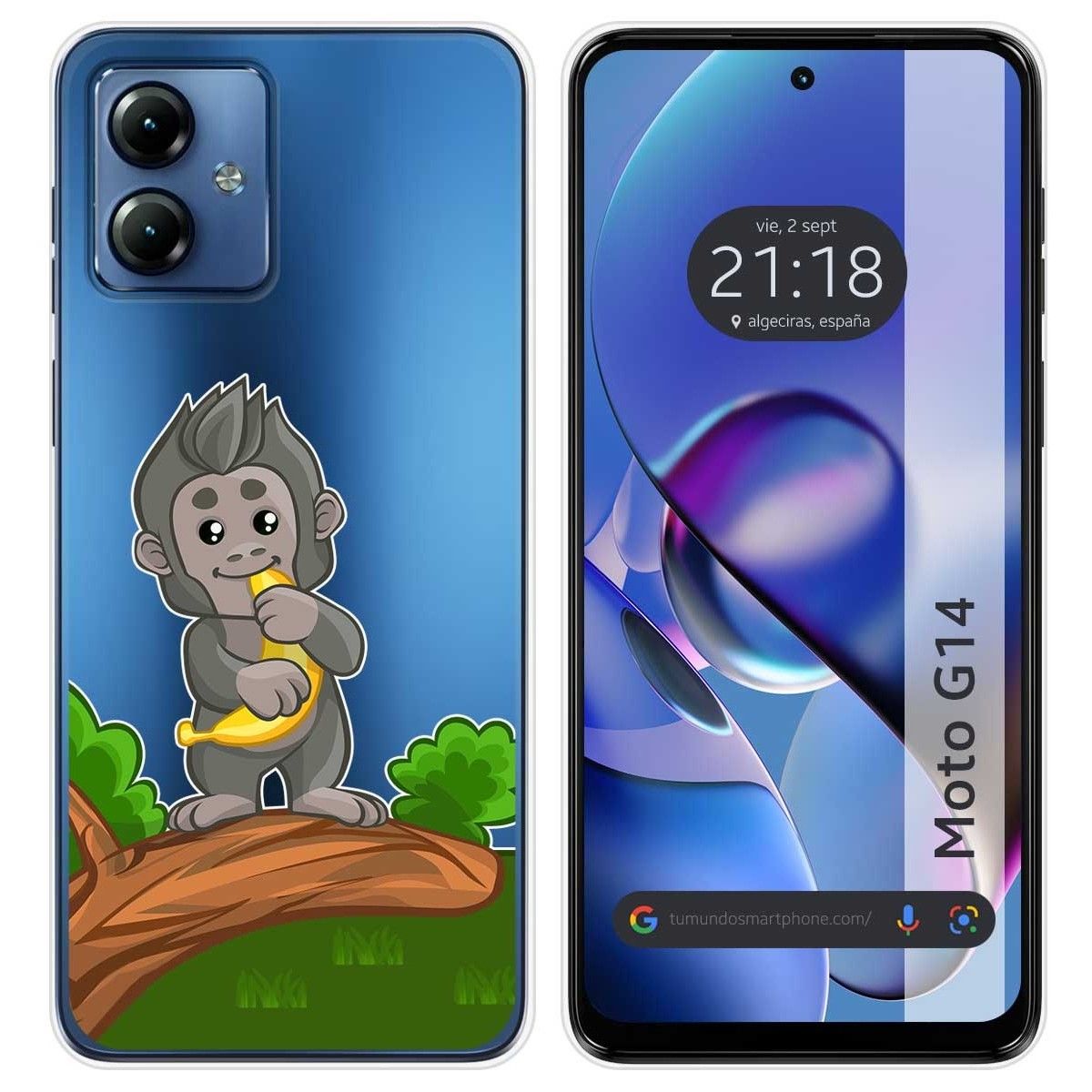 Funda Silicona Transparente para Motorola Moto G14 diseño Mono Dibujos