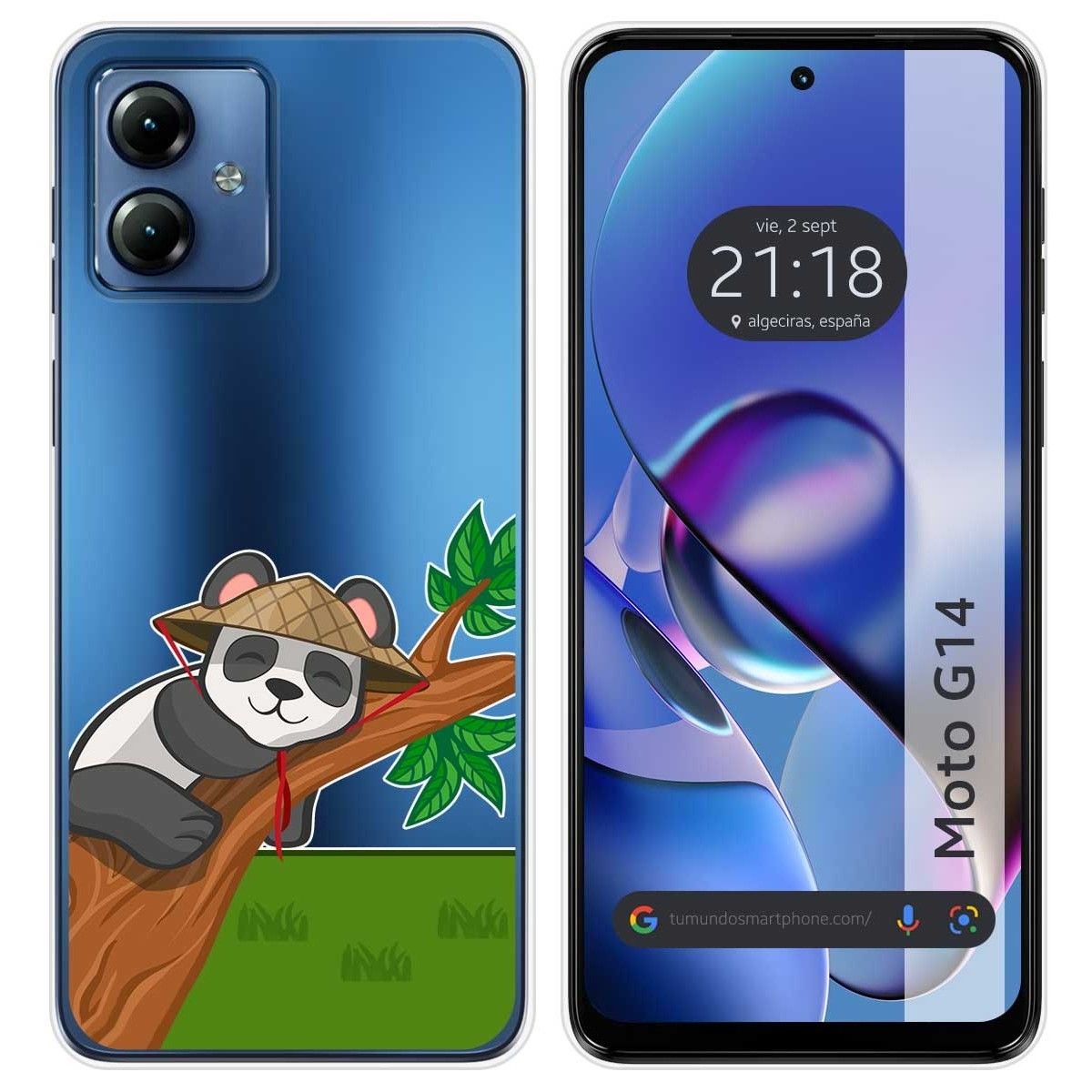 Funda Silicona Transparente para Motorola Moto G14 diseño Panda Dibujos