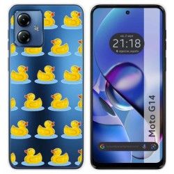Funda Silicona Transparente para Motorola Moto G14 diseño Pato Dibujos