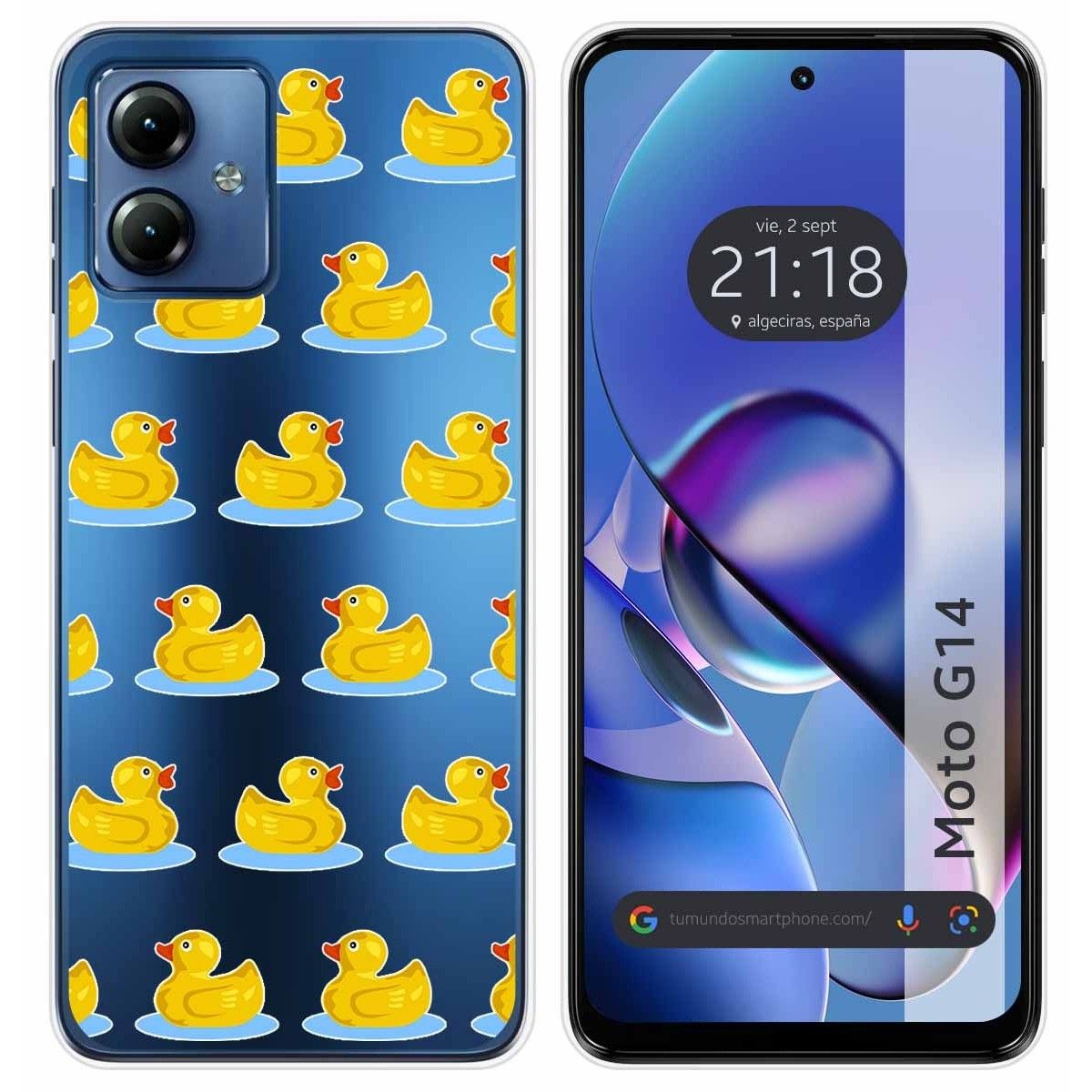 Funda Silicona Transparente para Motorola Moto G14 diseño Pato Dibujos
