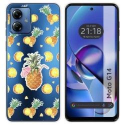 Funda Silicona Transparente para Motorola Moto G14 diseño Piña Dibujos