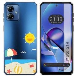 Funda Silicona Transparente para Motorola Moto G14 diseño Playa Dibujos