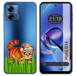 Funda Silicona Transparente para Motorola Moto G14 diseño Tigre Dibujos