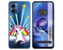 Funda Silicona Transparente para Motorola Moto G14 diseño Unicornio Dibujos