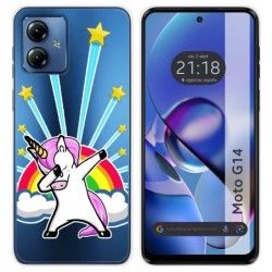 Funda Silicona Transparente para Motorola Moto G14 diseño Unicornio Dibujos
