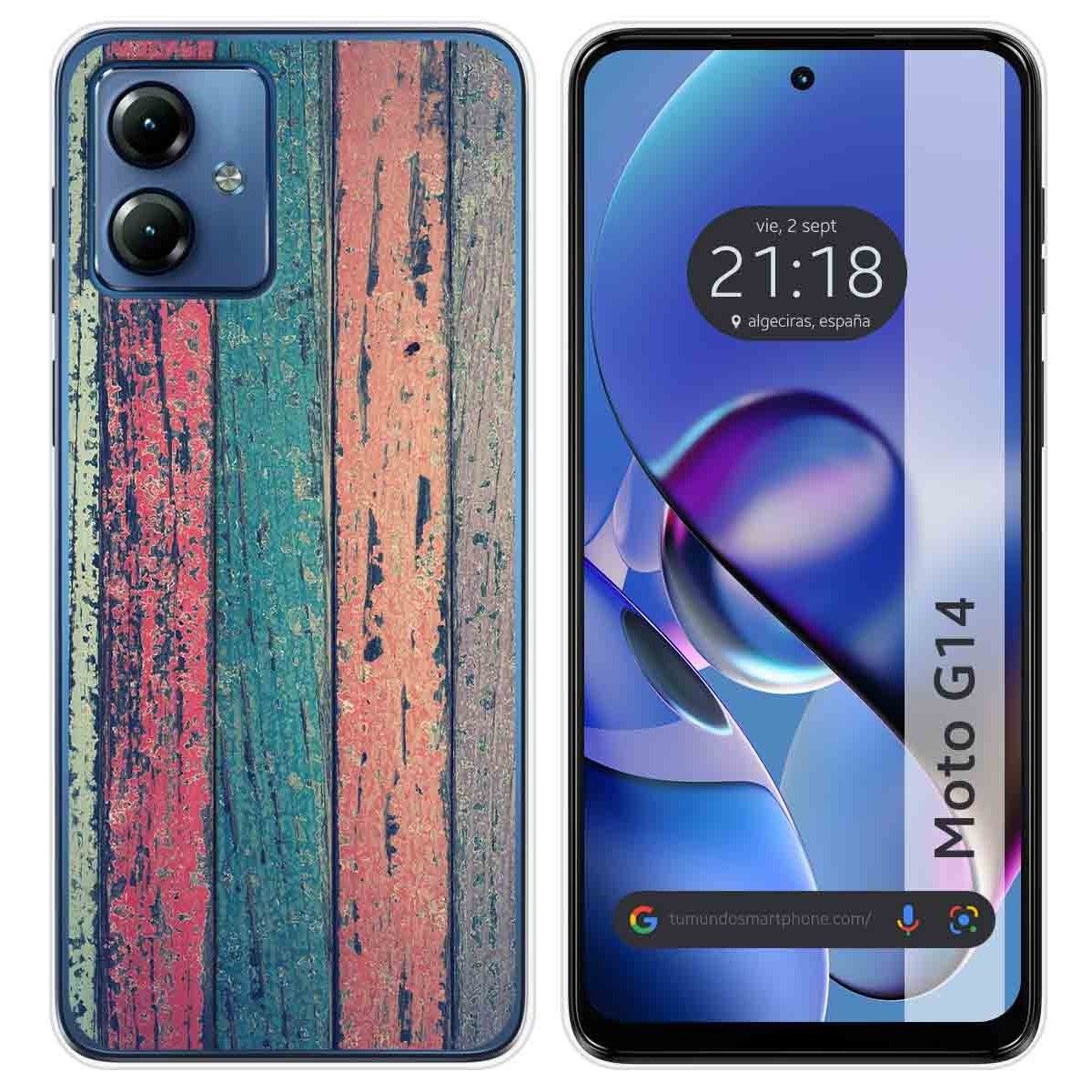 Funda Silicona para Motorola Moto G14 diseño Madera 10 Dibujos