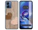 Funda Silicona para Motorola Moto G14 diseño Corazones Madera Dibujos