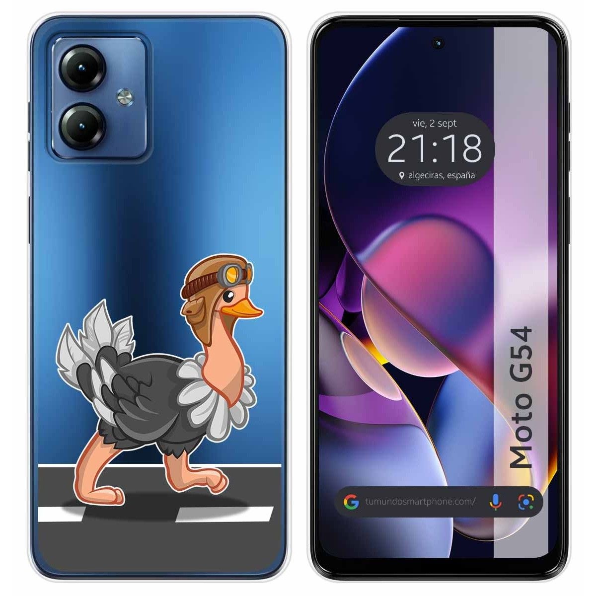 Funda Silicona Transparente para Motorola Moto G54 5G diseño Avestruz Dibujos