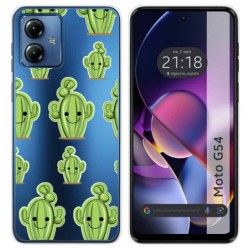 Funda Silicona Transparente para Motorola Moto G54 5G diseño Cactus Dibujos