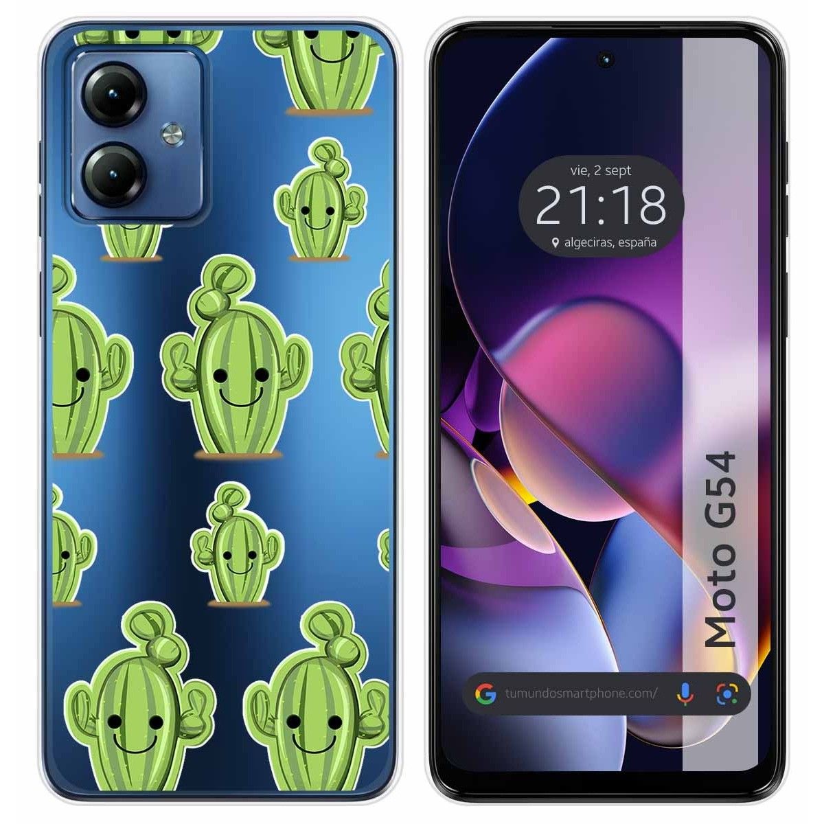 Funda Silicona Transparente para Motorola Moto G54 5G diseño Cactus Dibujos