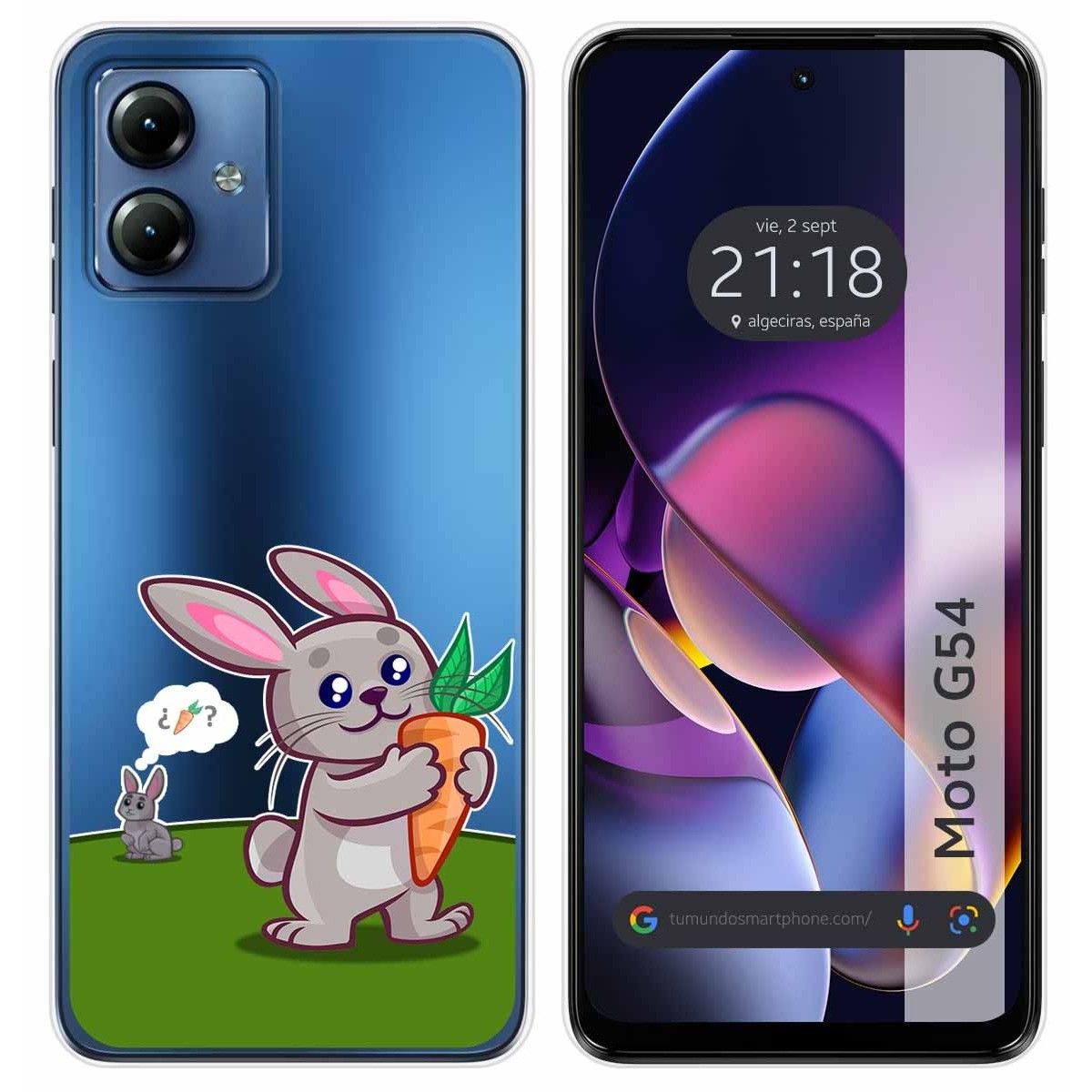 Funda Silicona Transparente para Motorola Moto G54 5G diseño Conejo Dibujos