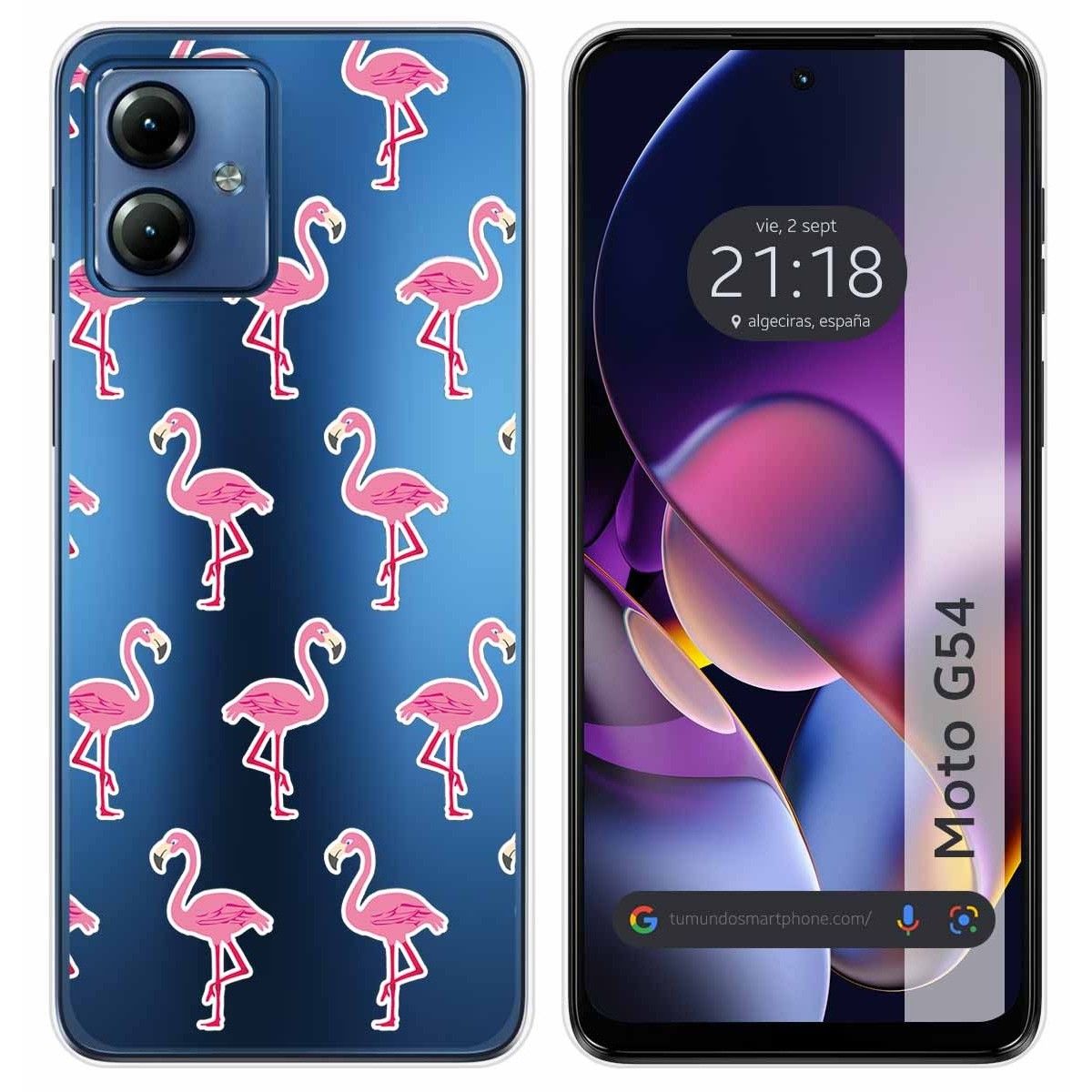 Funda Silicona Transparente para Motorola Moto G54 5G diseño Flamenco Dibujos