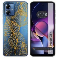 Funda Silicona Transparente para Motorola Moto G54 5G diseño Hojas Dibujos