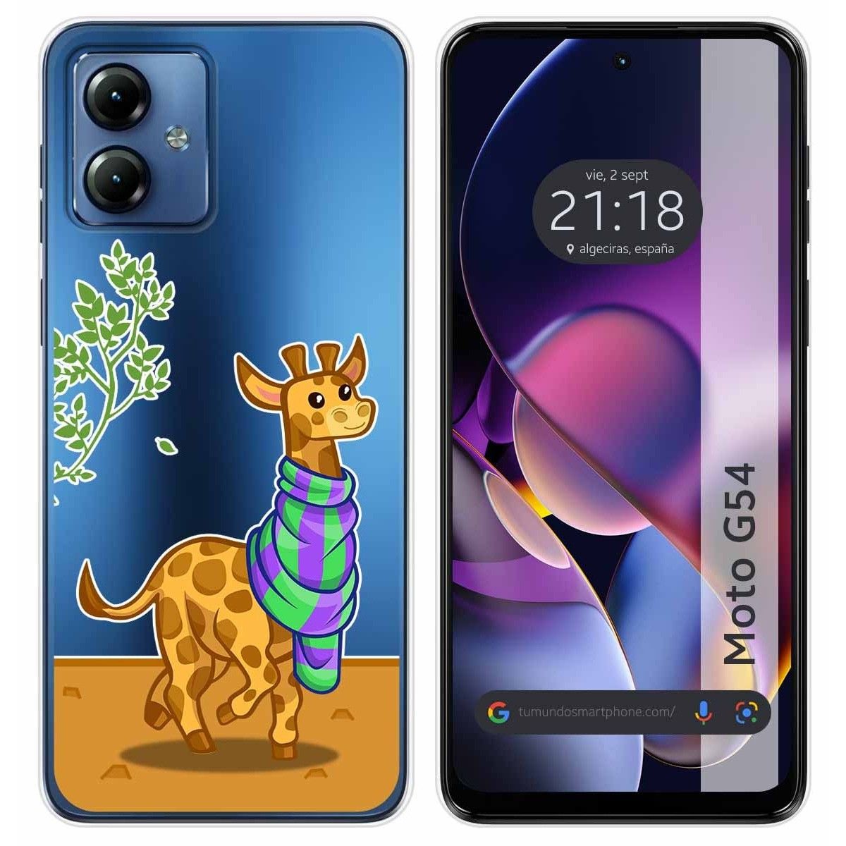 Funda Silicona Transparente para Motorola Moto G54 5G diseño Jirafa Dibujos