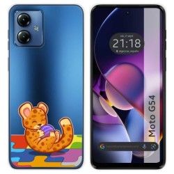 Funda Silicona Transparente para Motorola Moto G54 5G diseño Leopardo Dibujos