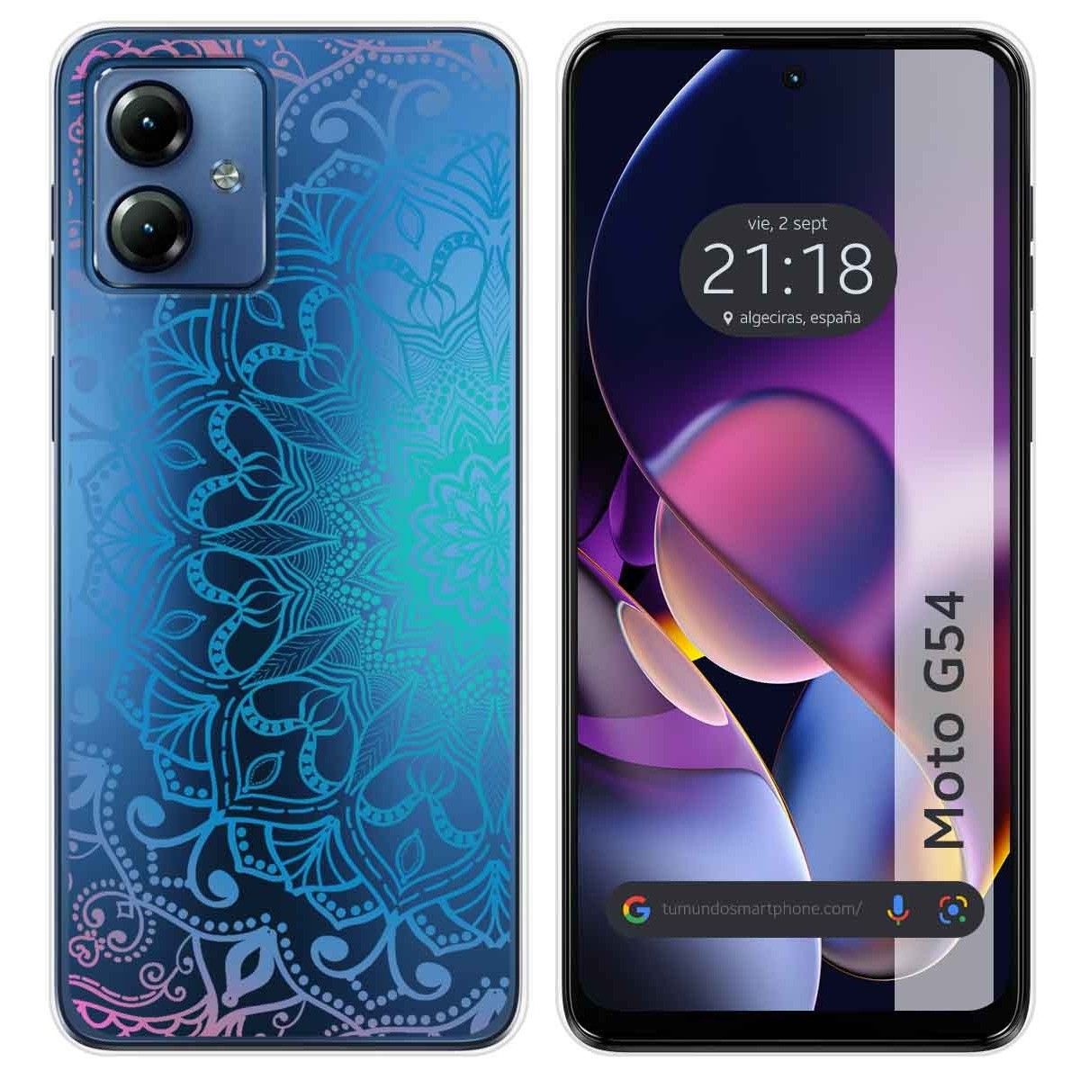 Funda Silicona Transparente para Motorola Moto G54 5G diseño Mandala Dibujos