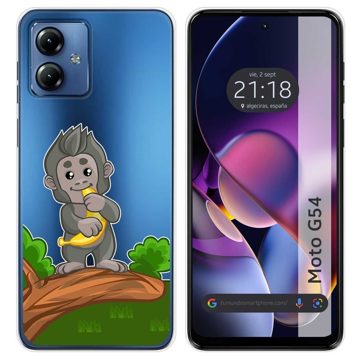 Funda Silicona Transparente para Motorola Moto G54 5G diseño Mono Dibujos