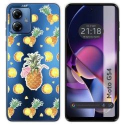 Funda Silicona Transparente para Motorola Moto G54 5G diseño Piña Dibujos