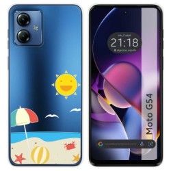 Funda Silicona Transparente para Motorola Moto G54 5G diseño Playa Dibujos