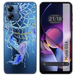 Funda Silicona Transparente para Motorola Moto G54 5G diseño Plumas Dibujos