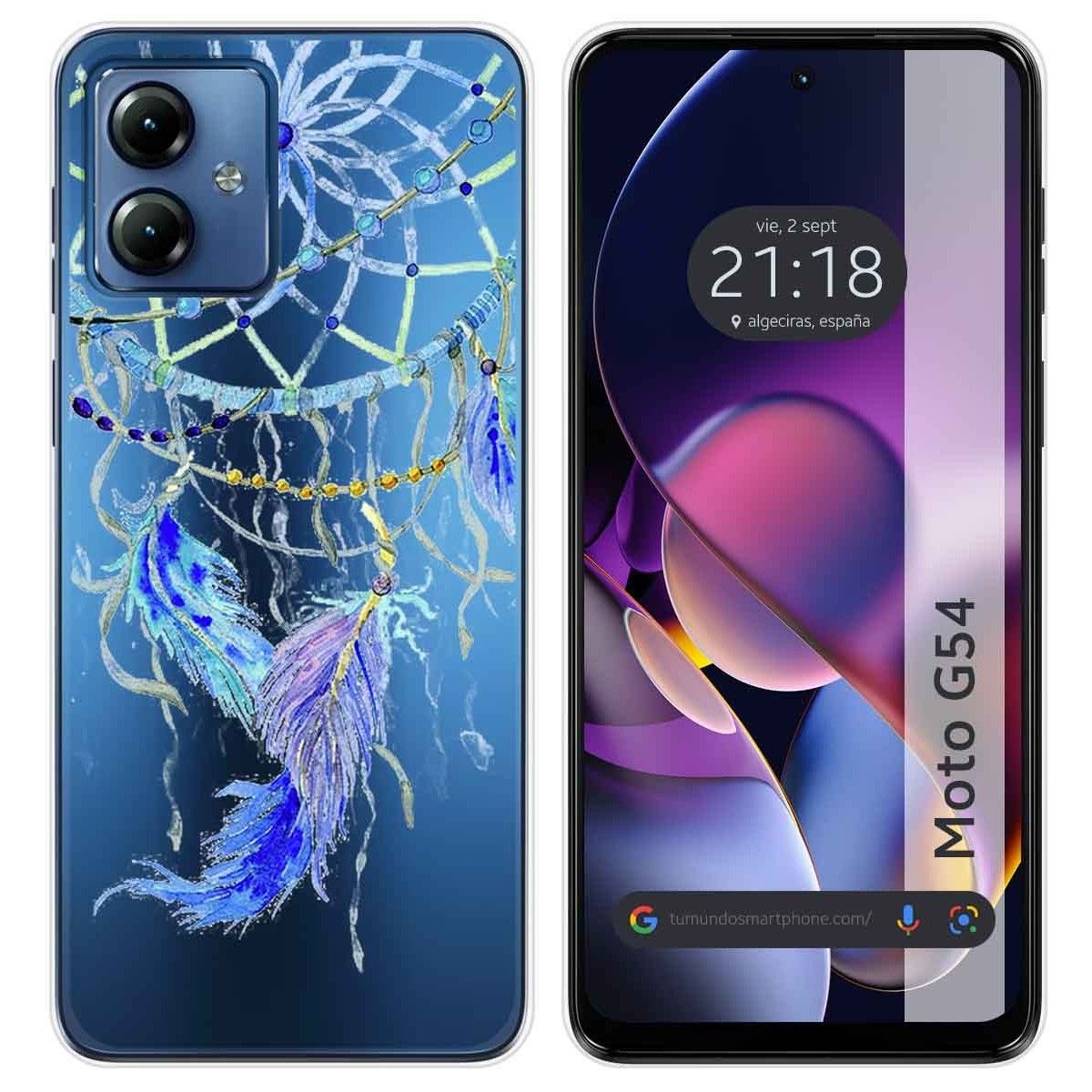 Funda Silicona Transparente para Motorola Moto G54 5G diseño Plumas Dibujos
