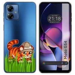 Funda Silicona Transparente para Motorola Moto G54 5G diseño Tigre Dibujos