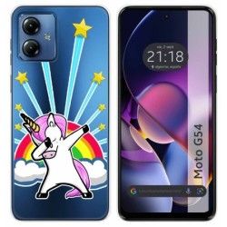 Funda Silicona Transparente para Motorola Moto G54 5G diseño Unicornio Dibujos